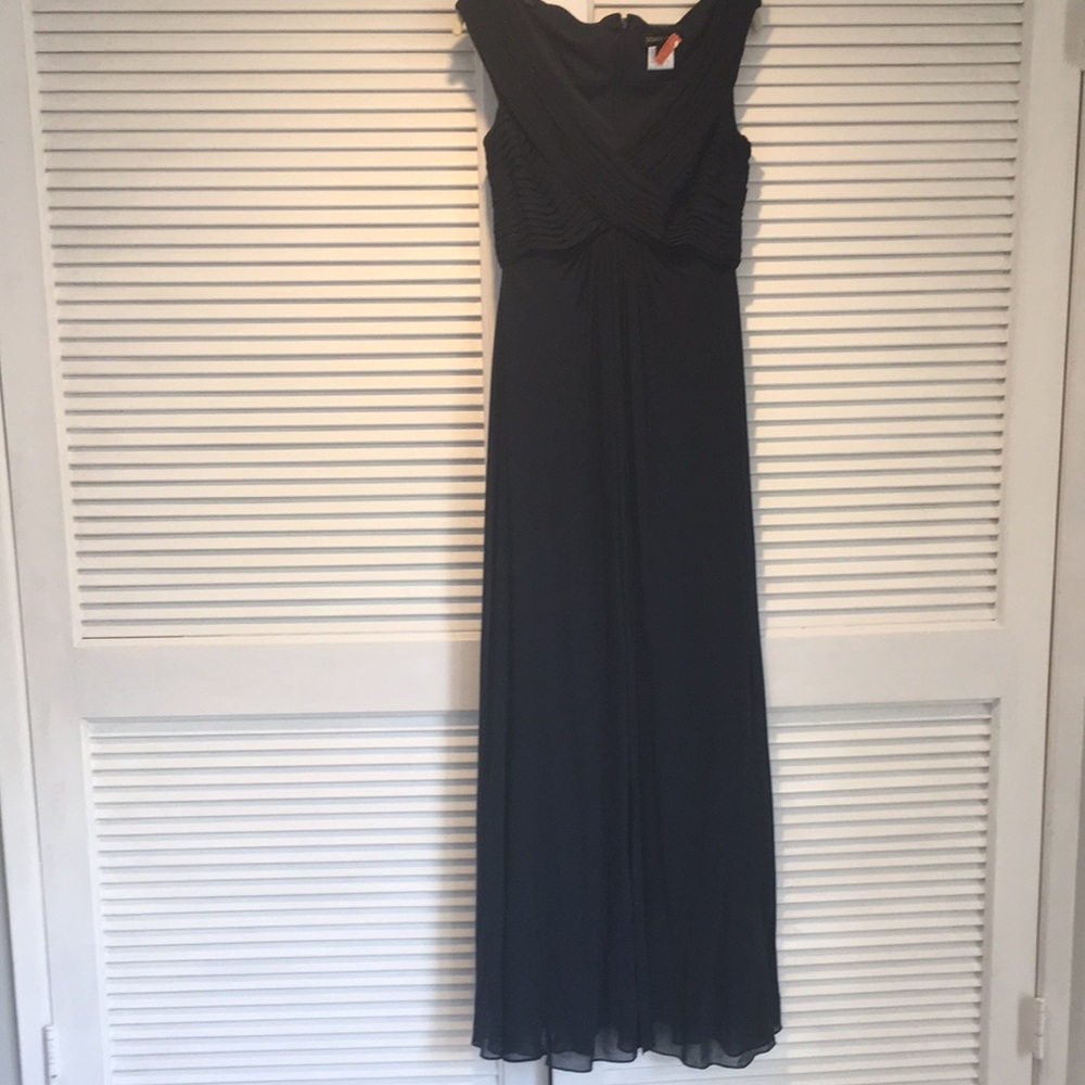 Tadashi Shoji navy silk gown